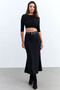Women's Black Elastic Waist Skirt Fry2235 - 7