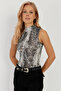 Women's Stone-Black Snake Pattern Sleeveless Blouse LPP1259 - 6