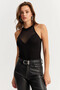 Women's Black Top Tulle Halter Neck Blouse Ey2922 - 6