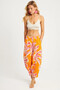 Women's Orange Patterned Linen Shalwar Trousers K1253 - 5