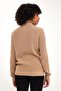 Zipped Fisherman Collar Beige Sleeves Sweater (E22-18121) - 6