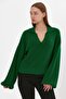 Balloon Sleeved Polo Neck Sweatshirt (B22-5756)