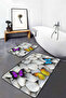 White Stone Purple and Yellow Butterfly Patterned Set of 2 Non-Slip Base Washable Bath Mats - 3