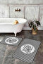 Black and White Crow's Feet Patterned Home Sweet Home Written Set of 2 Non-Slip Base Washable Bathroom Mat Set - 3