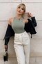 Women's Water Green Halter Neck Seamless Bodysuit Bodysuit Snap Fastener Body Full Lycra Crew Neck Bodysuit - 3