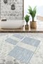 Blue - Beige Geometric Motifed Ethnic Antique Motifed Geometric 2-Piece Bathroom Kitchen Mat Set on the Floor
