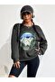 Hiking Club 1990 Sweatshirt - Smoke Printed Oversize Crew Neck - 4