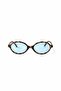 Tr Mi̇ux Leopard Blue Oval Sunglasses for Women Modern New Season - 5