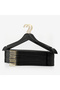 48 Pieces Black Wood Look Plastic Hanger Clothes Clothes Shirt Hanger with Gold Hook - 3