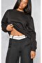 Plain Basic Sweatshirt - Black Long Sleeve Oversized Crew Neck - 4