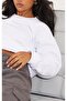 Plain Basic Sweatshirt - White Long Sleeve Oversize Crew Neck - 4