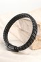 Stylish Men's Black Leather Bracelet with Magnet Clip Shiny Men's Wrist Accessory - 4