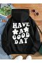 Good Day Daisy - سويت شيرت شتوي بغطاء للرأس مطبوع باللون الأسود