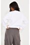 Plain Basic Sweatshirt - White Long Sleeve Oversize Crew Neck - 2