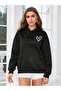 Heart Logo Sweatshirt - Black Printed Oversize Hoodie