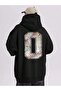 0 Baseball Sweatshirt - Black Oversize Printed Hoodie
