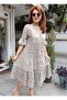 Italian Lace Guipure Midi Dress Mink - 2