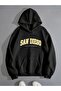 San Diego Sweatshirt - Black Printed Oversize Hoodie