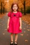 Girl's Bowknot Festive Fuchsia Dress - 2