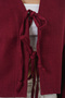 Linen Kimono with Tie Front 960 - Claret Red - 5