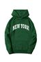 New York Sweatshirt - Green Printed Oversize Hoodie