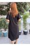 Square Neck Brode Dress Black - 3
