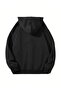 C Logo Zippered Cardigan Sweatshirt - Black Printed Oversize Winter Thick Hoodie - 2