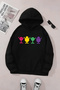 Unisex Black Hooded Sweatshirt – Cute Aliens Printed, Thick Fabric with Hood