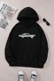 Unisex Black Hooded Sweatshirt – Classic Car Printed, Thick Fabric with Hood