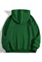 Minimal Heart Logo Sweatshirt - Green Printed Oversize Winter Thick Hoodie - 2