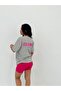 Ellore T-Shirt - Gray Printed Oversize Crew Neck Short Sleeve T-Shirt - 3