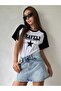 Bravely Believable T-Shirt - White Black Printed Oversize Crew Neck Raglan Sleeve T-Shirt - 4