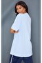 Plain Single Jersey T-Shirt - Baby Blue Oversize Crew Neck Short Sleeve T-Shirt - 2