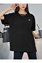 تي شيرت أسود بشعار طائرة كبير الحجم - طباعة كبيرة الحجم - 5