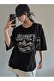 Journey Single Jersey T-shirt - Black Printed Oversize Crew Neck Short Sleeve T-Shirt