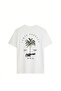 White Printed Oversize T-Shirt - California 1987 Single Jersey Collar Short Sleeve - 2