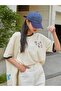Uncool Beige Body Navy Blue Piping T-Shirt - Oversize Crew Neck Short Sleeve T-Shirt - 2