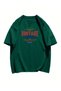 Vintage College T-Shirt - Green Printed Oversize Crew Neck Short Sleeve - 3