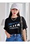 Wtfk T-Shirt - Black Printed Oversize Crew Neck Short Sleeve