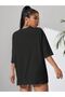 Emoji T-Shirt - Black Printed Oversize Crew Neck Short Sleeve - 2