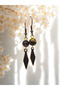 Tiger Eye & Amethyst Natural Stone 2-Piece Earring Set with Dangle - Ornate - 5 cm - Baklava Zamak Apparatus - 2
