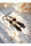 Amethyst & Rhodonite Natural Stone 2-Piece Earring Set with Dangle - Ornate - 5 cm - Baklava Zamak Apparatus - 5