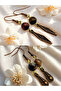 Tiger Eye & Rhodonite Natural Stone 2-Piece Earring Set with Dangle - Ornate - 5 cm - Baklava Drop Apparatus