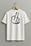 Oversize Middle Finger Unisex T-Shirt with Visual Pocket and Back Design - 2