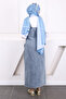 Blue Embroidered Pocket Denim Solopet - 4