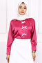 Fuchsia Bow Satin Shirt