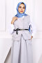 Gray Belted Crepe Vest Skirt Suit - 3