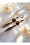 Tiger Eye & Onyx Natural Stone 2-Piece Earring Set with Dangle - Ornate - 5 cm - Baklava Apparatus - 4