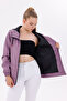 Sports Women's Plum Lined Waterproof and Windproof Hooded Raincoat with Pockets - Windbreaker - 6