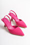 Pointed Toe Open Back Women's Heeled Satin Shoes Fuchsia-39